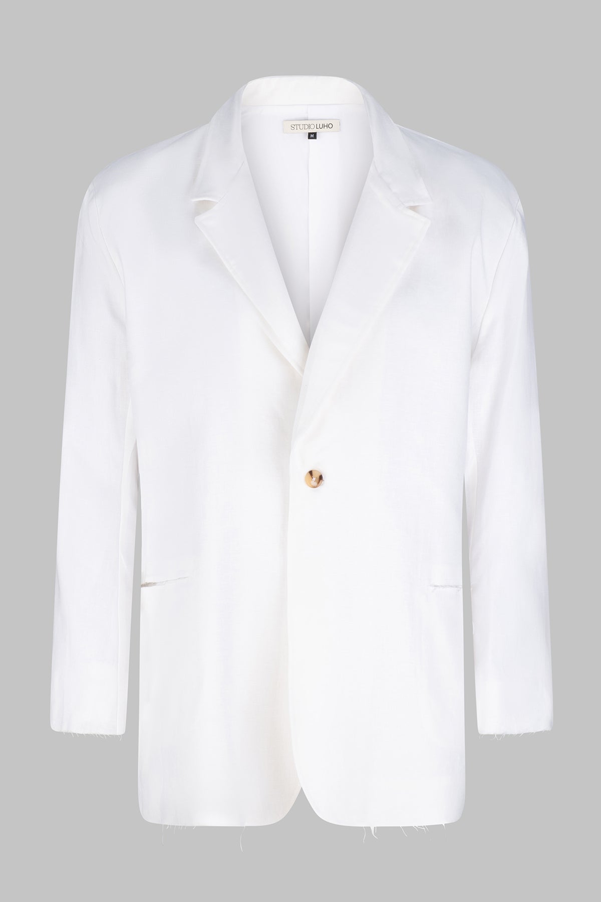 Deconstructed European Linen Blazer - White