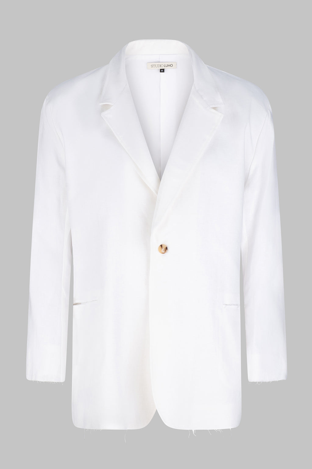 Deconstructed European Linen Blazer - White