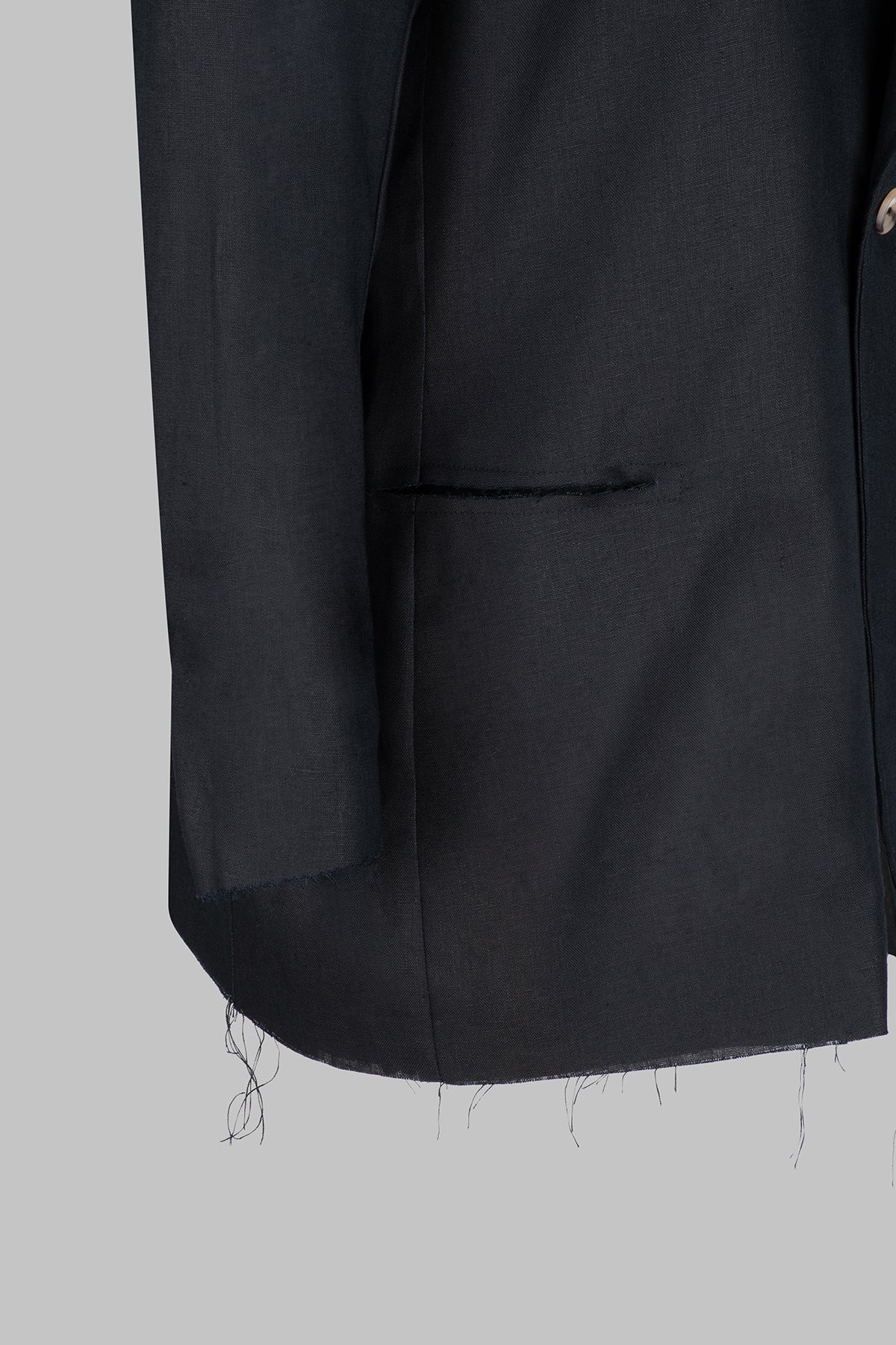 Deconstructed European Linen Blazer - Black