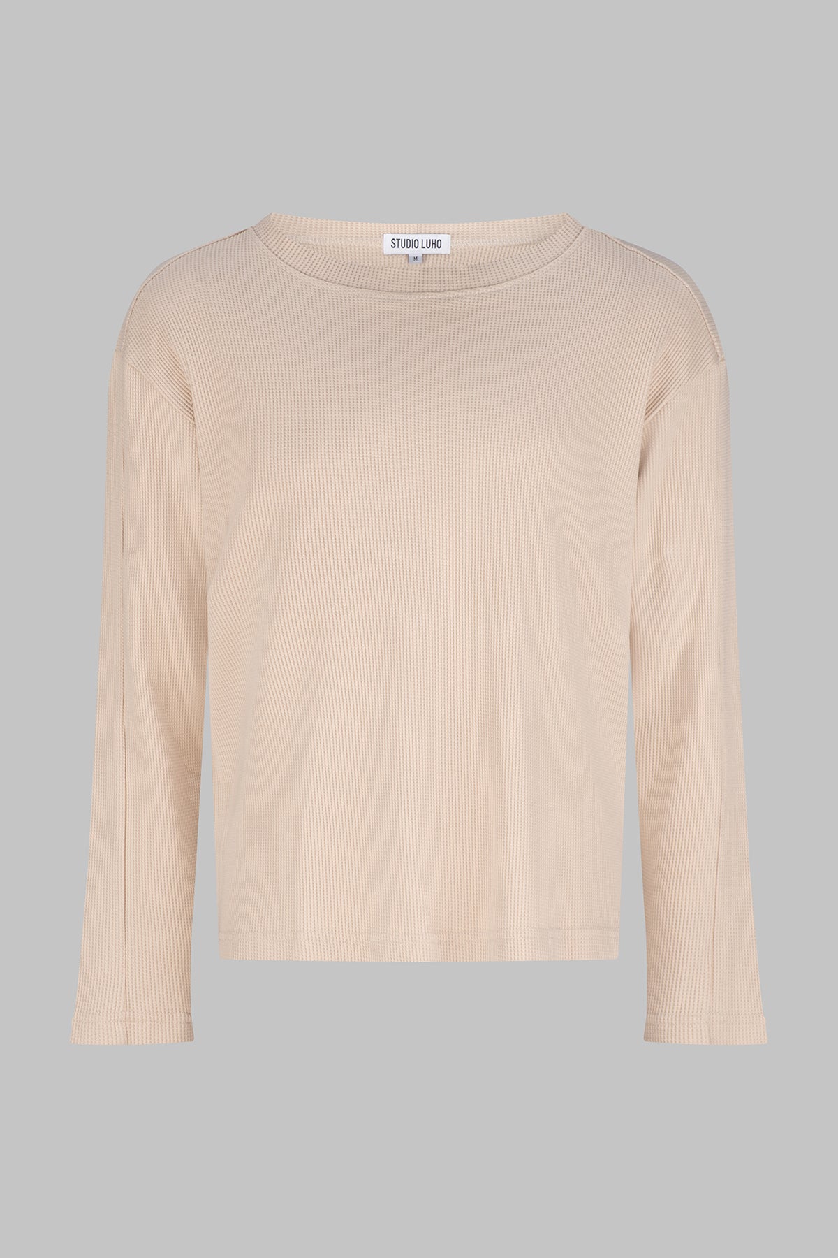 Long Sleeve Organic Cotton Waffle Crew - Sand