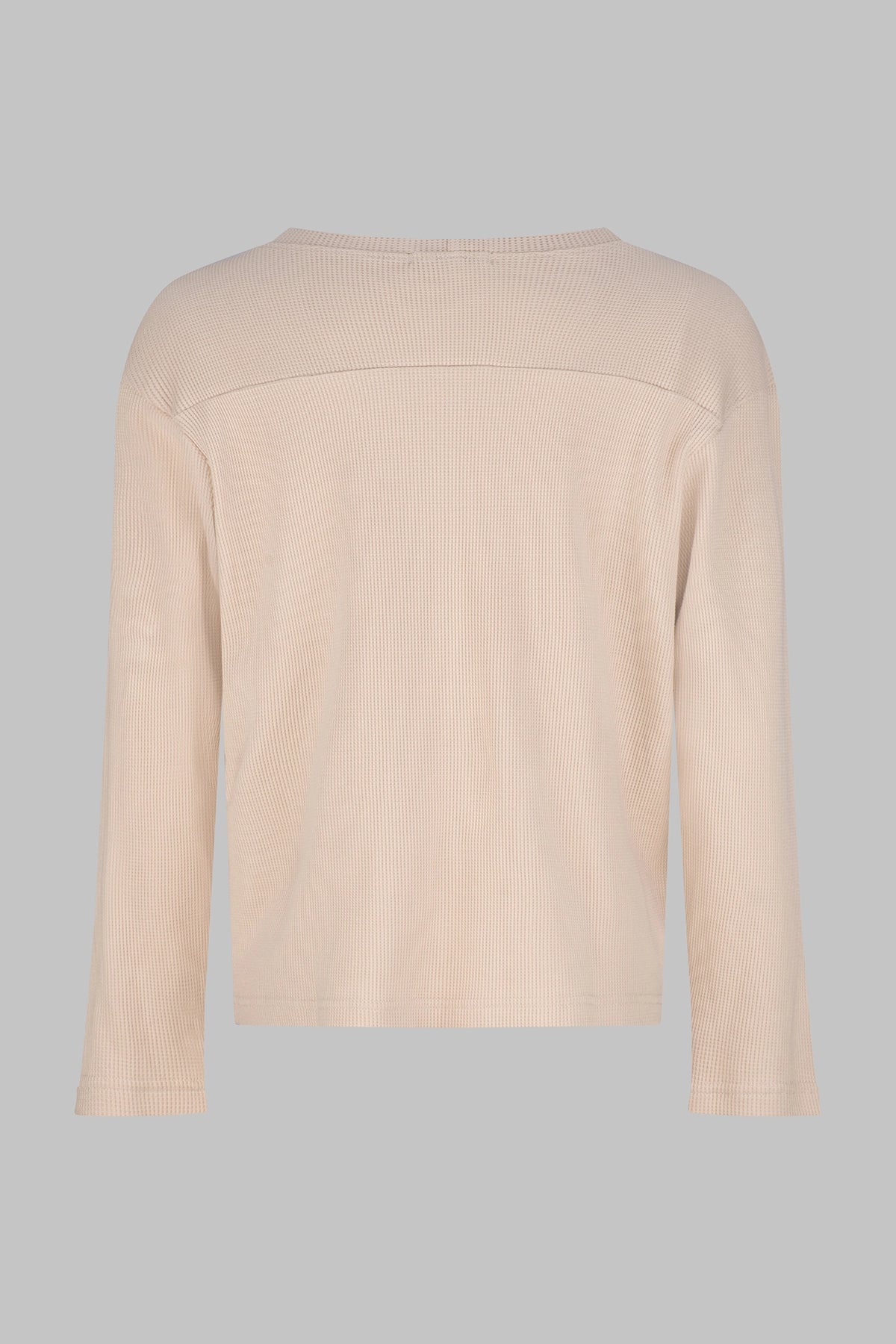LONG SLEEVE ORGANIC COTTON WAFFLE CREW - SAND