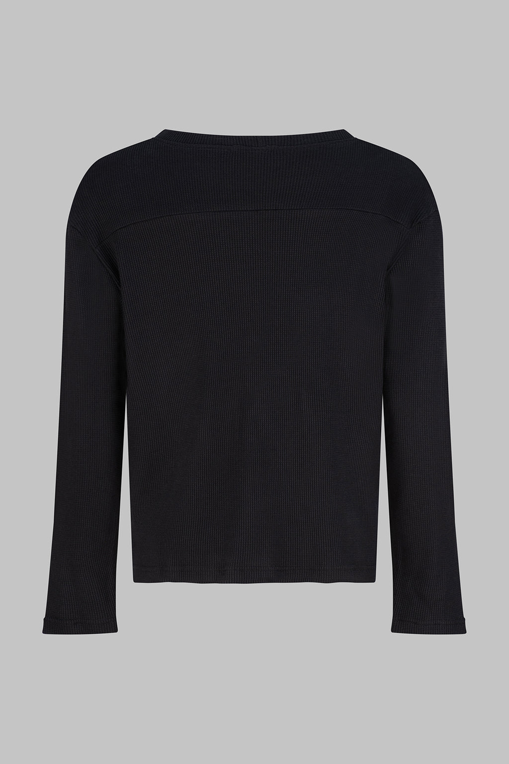 Long Sleeve Organic Cotton Waffle Crew - Black