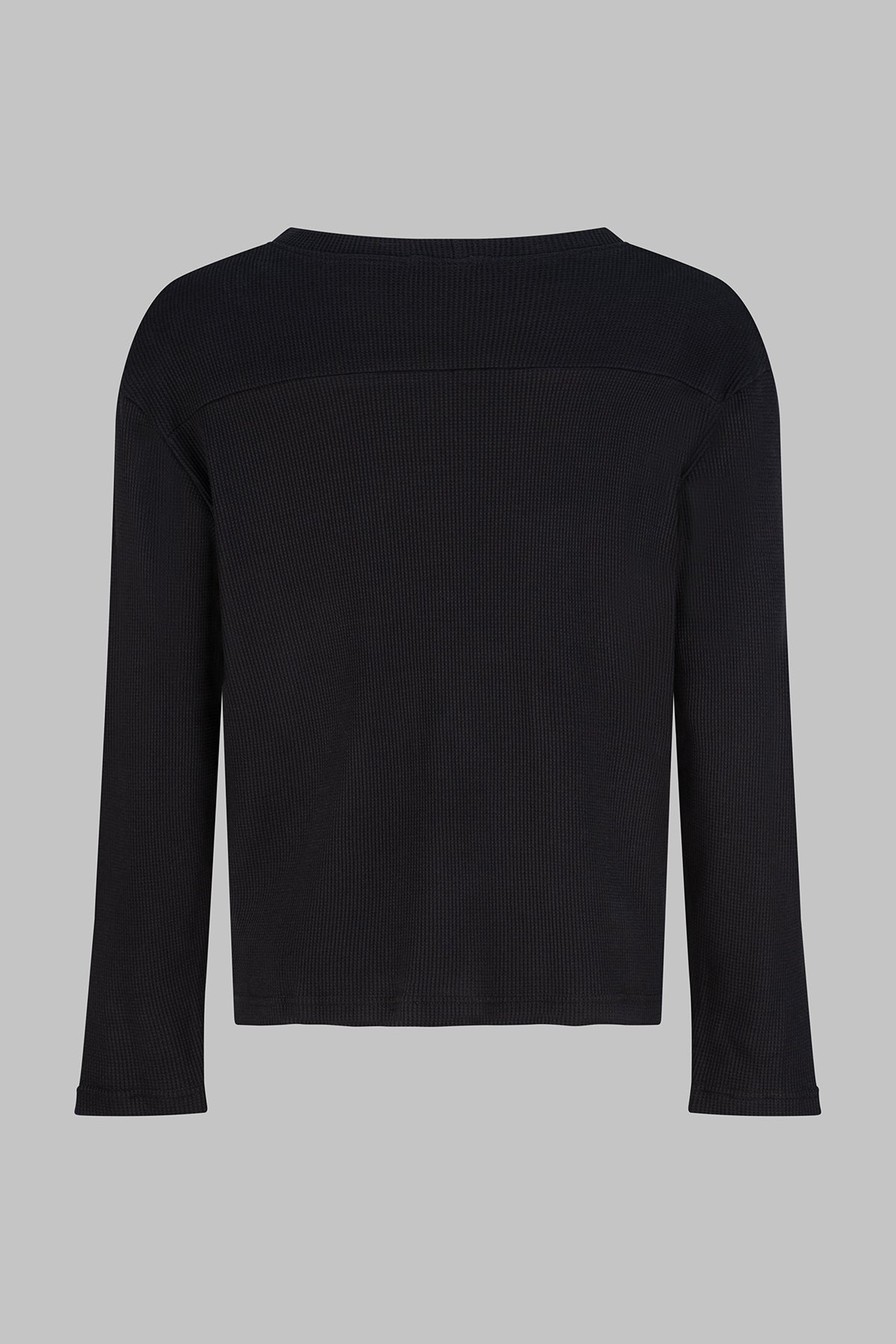 Long Sleeve Organic Cotton Waffle Crew - Black