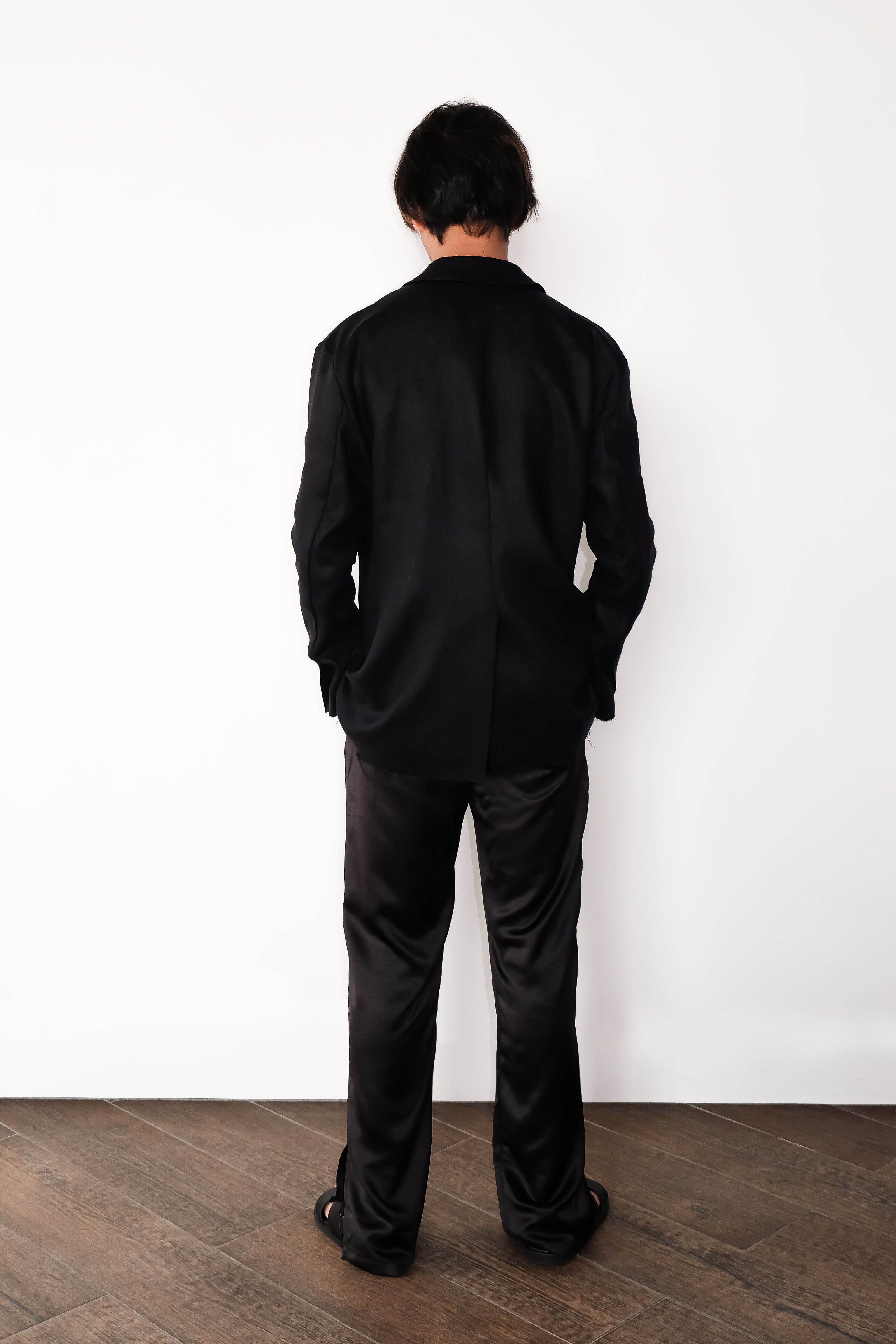 Sateen Side-Split Trouser – Black