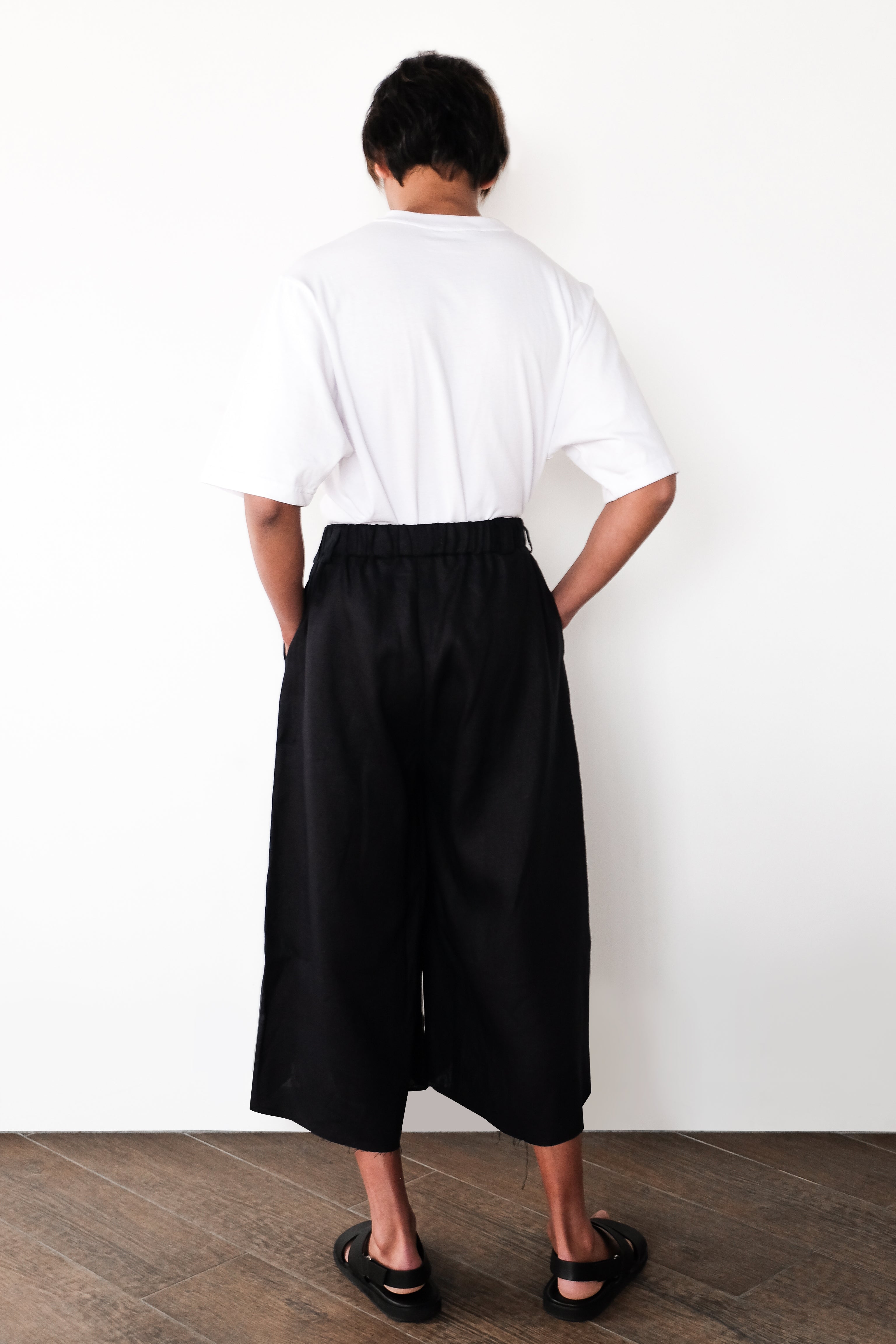 European Linen Wide Leg Pant – Black