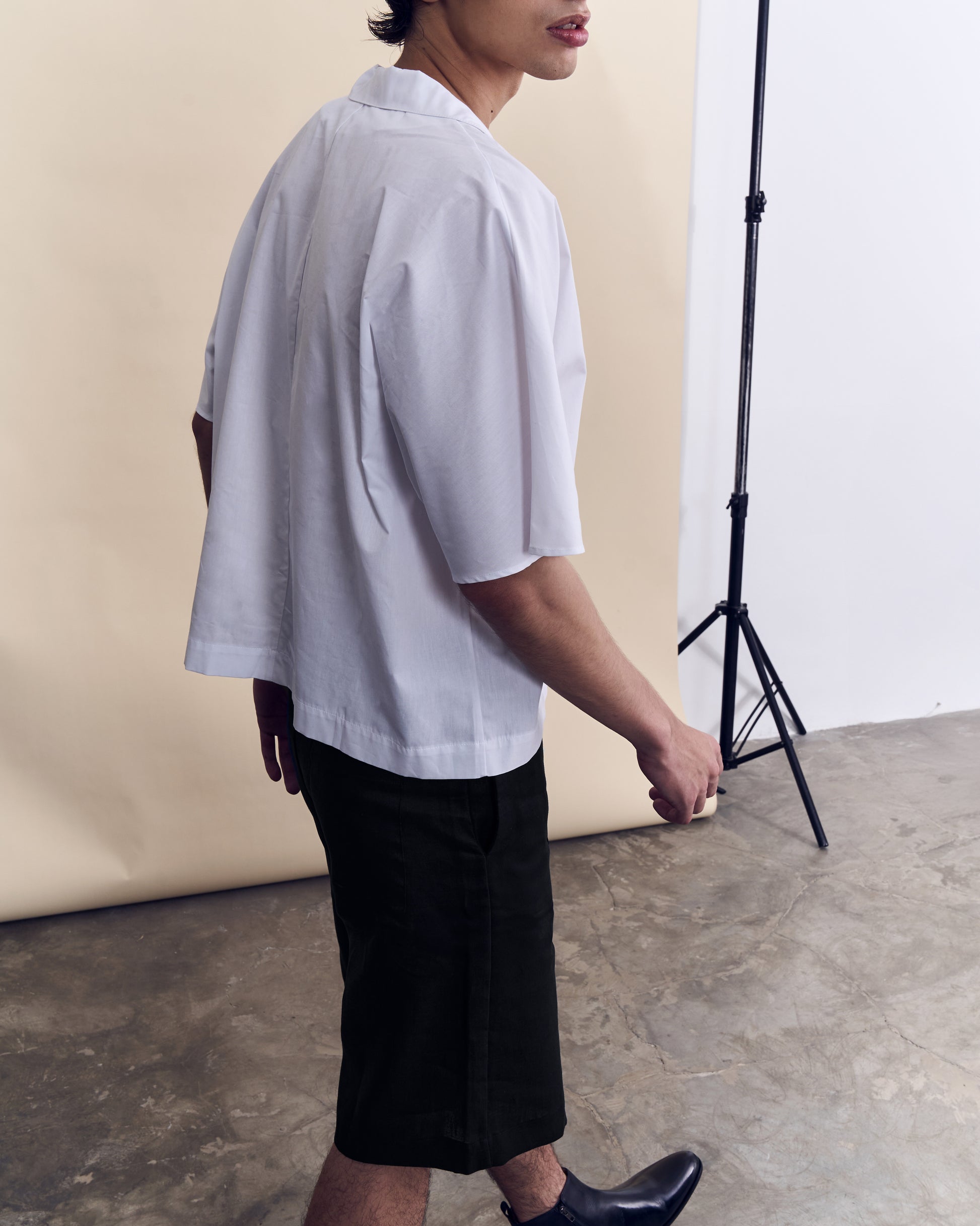 Short Sleeve Cotton Work Shirt - White