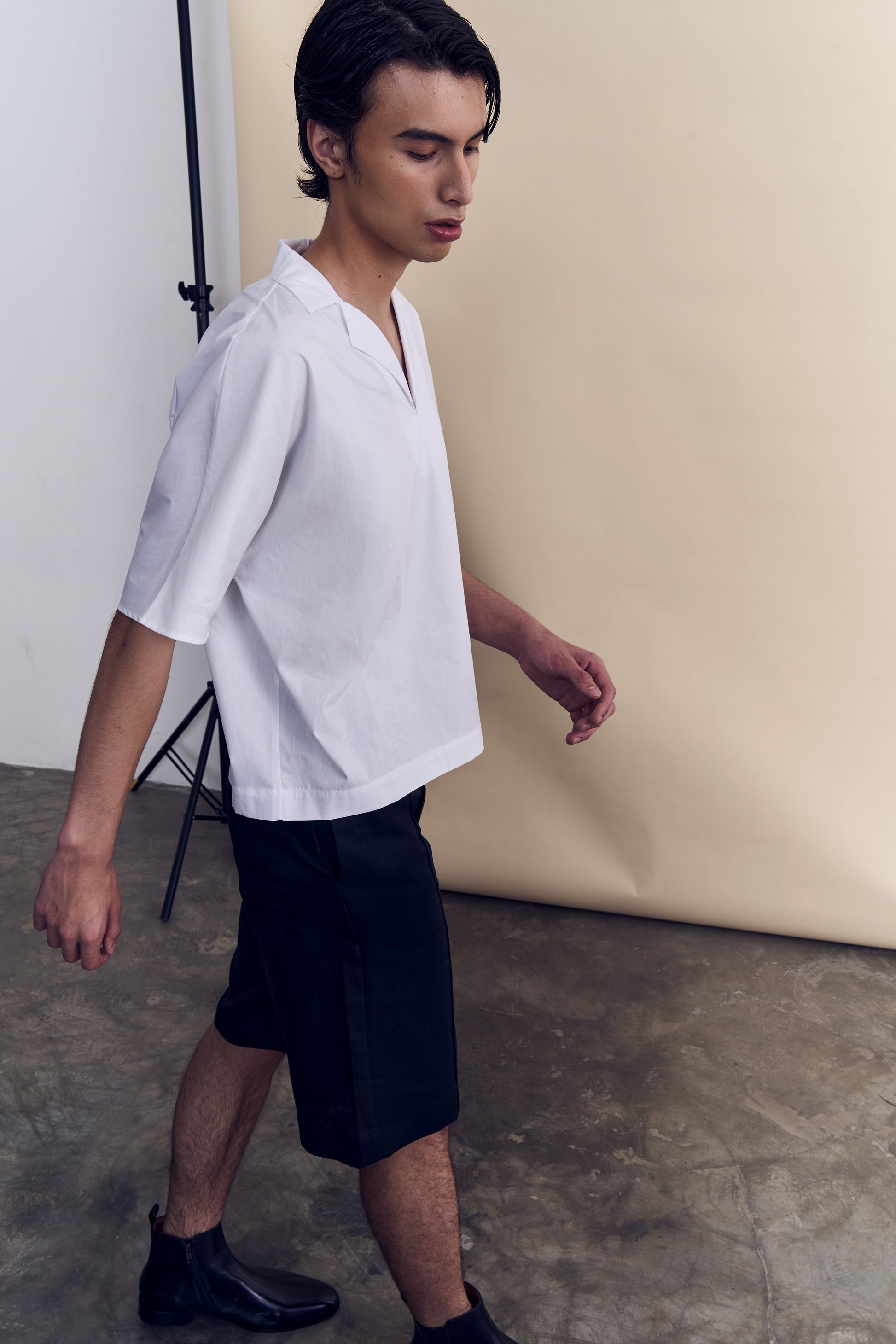 Short Sleeve Cotton Work Shirt - White