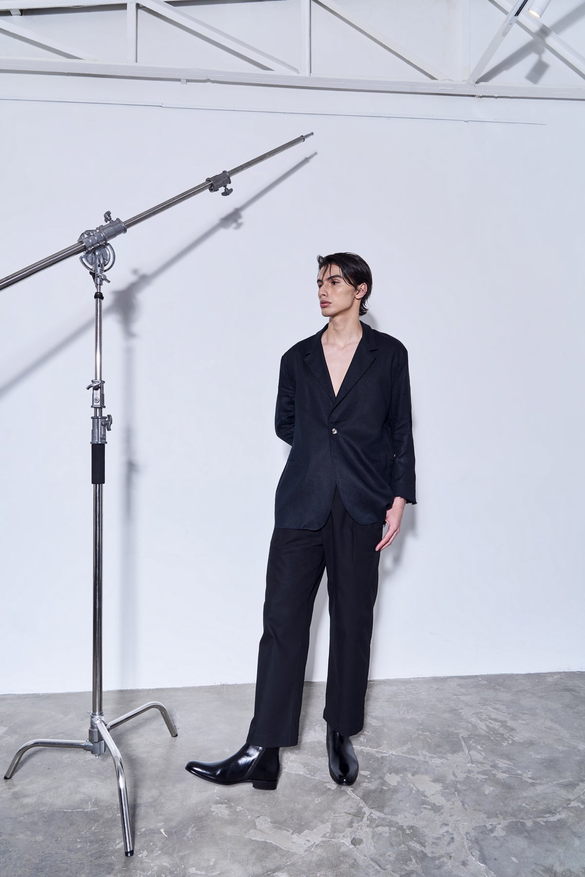 Deconstructed European Linen Blazer - Black