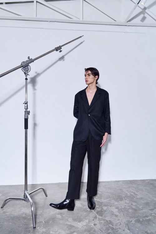 Deconstructed European Linen Blazer - Black