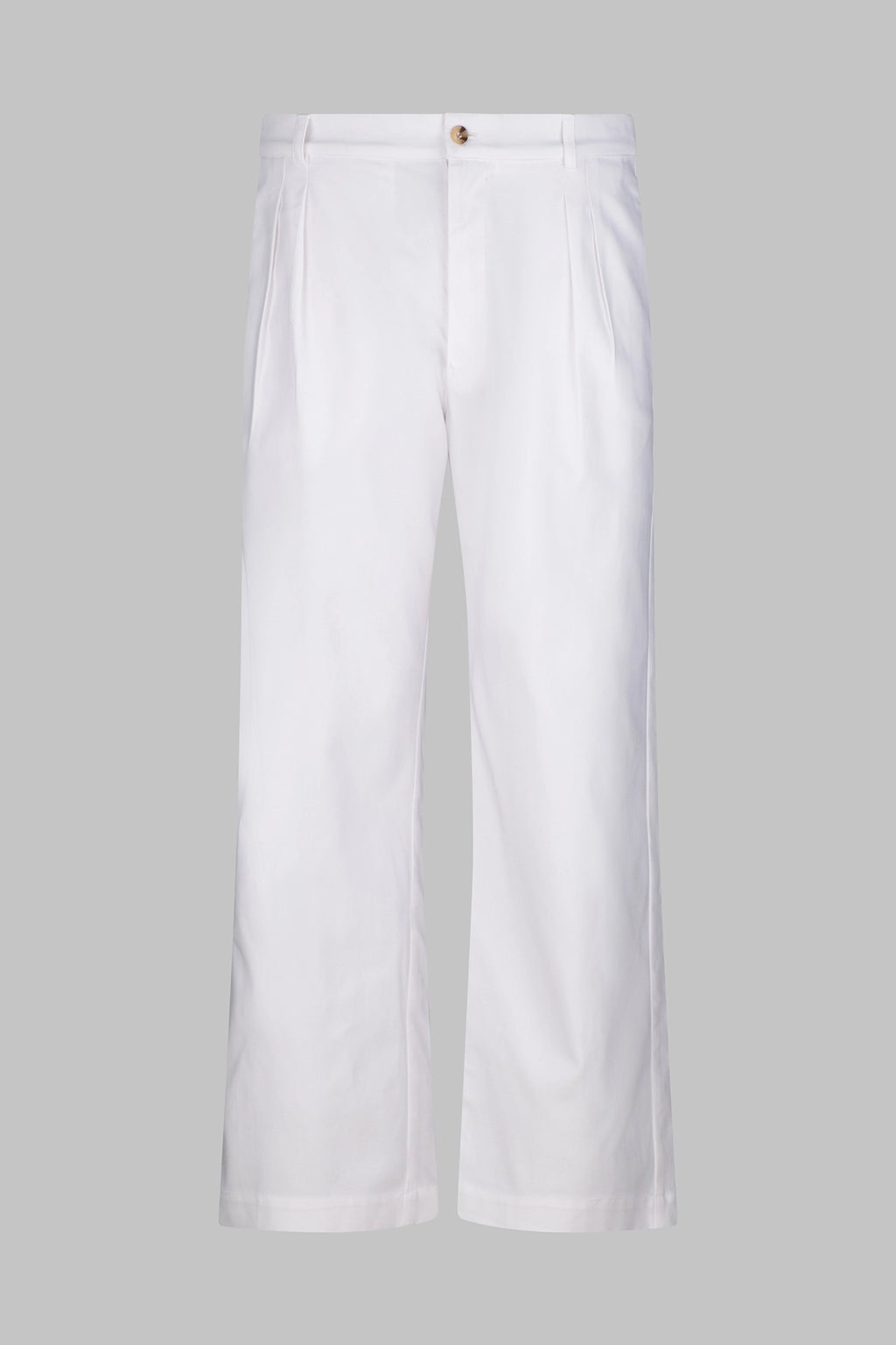 Front view of the Studio Luho relaxed fit pleated cotton trousers in white